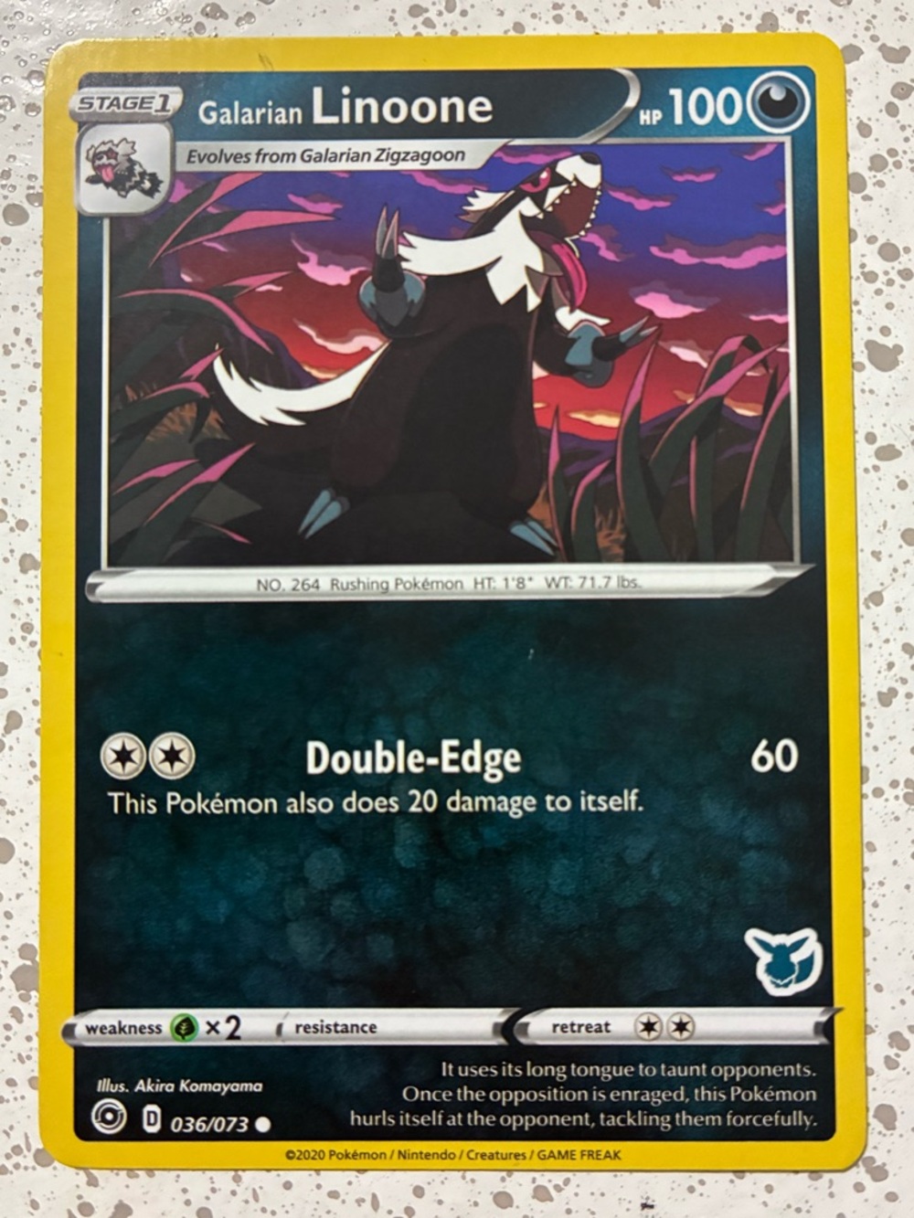 Pokémon Galarian Linoone Trading Card - Stage 1 - 100 HP